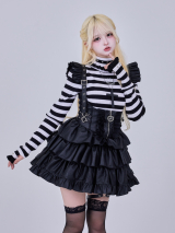 IMVAL / Ruffled High Neck Top［BKWH］