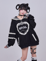 【予約】IMVAL / Frill Sailor Zip Sweatshirt［BLK］