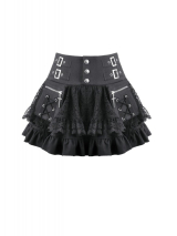 Dark in Love / Lace Patchwork Ruffle Mini Skirt