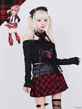 QOOZA × しゅごキャラ！ / チャーム付きレザーチェックスカート〔日奈森あむモデル〕