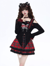 SELECT / ［CRAZYGIRL］アシンメトリーオフショルダートップス[RED]