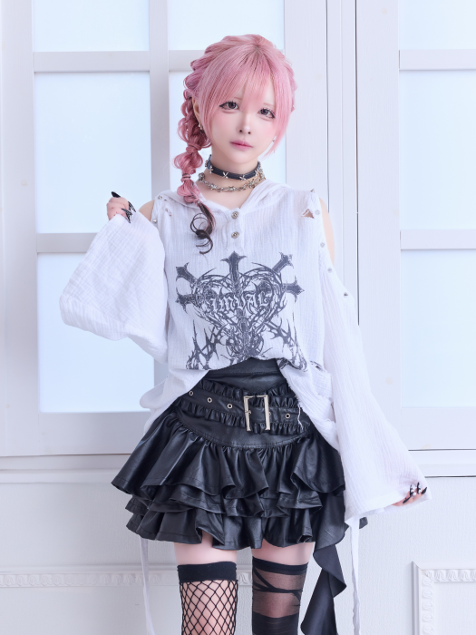 QOOZA IMVAL レザースカート IMVAL / Layered Ruffle Belted Skirt［PU］ - QOOZA