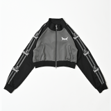 gibous×QOOZA / line wappen track jacket black×gray
