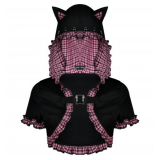 【セール】Dark in Love / Gothic lolita pink plaid cat ear hoody cape [BW105］