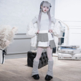 【即納】DEPEN DOLL / doll pleats patchwork skirt white（DP016）