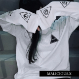 【即納】MALICIOUS.X /  Long Sleeve eyes T-shirt［WHT］（MAL001）
