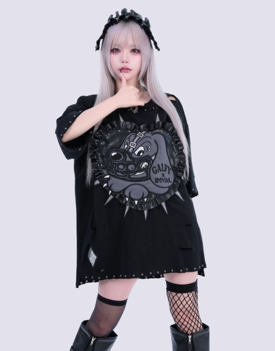 IMVAL×GALFY / Bondage Dog TEE［BLK］ - QOOZA