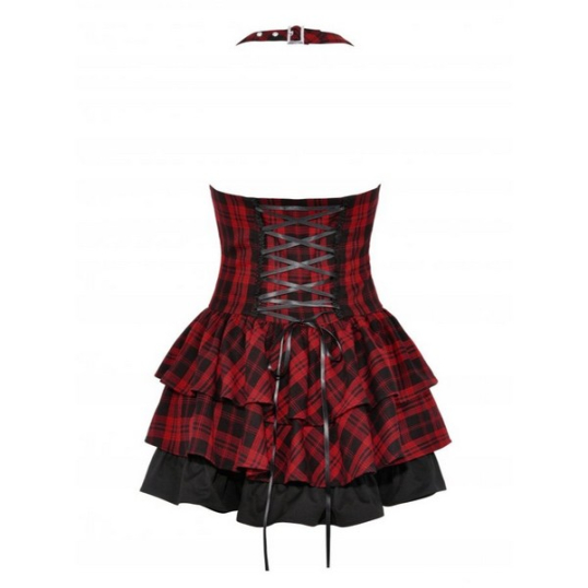 Dark in Love / Punk rock red check frilly dress ワンピース［DW838