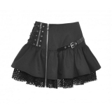【即納】Dark in Love / Punk asymmetrical zipper mini skirt スカート［KW291］