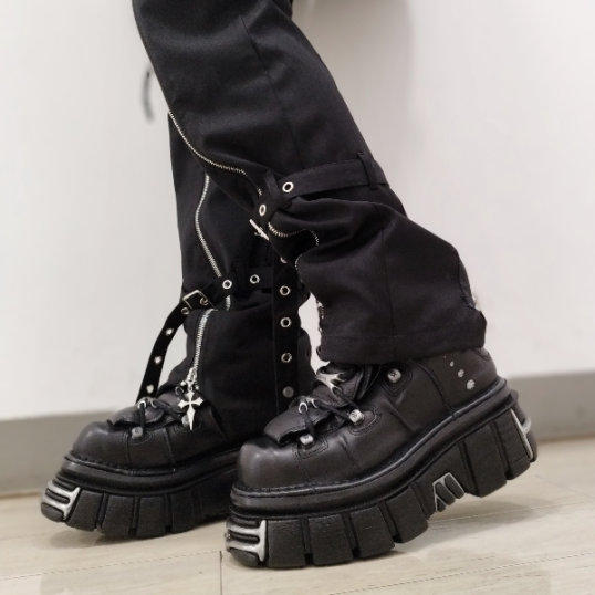 NEW ROCK / ANKLE BOOT BLACK TOWER WITH LACES 厚底シューズ（NR002 