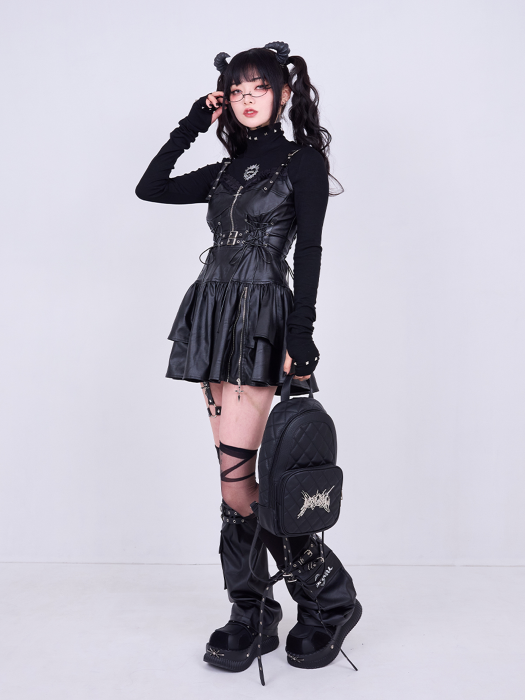 IMVAL / Leather Dress [BLK]（IMV002） - QOOZA
