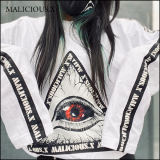 【即納】MALICIOUS.X /  triangle and linelogo long sleeve T-shirt［WH］（300800）
