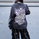 東京13零式 / Long sleeve T-shirt 予兆［Vintage Black×Violet］（T13-104）