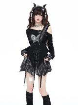 SELECT / ［CRAZYGIRL］アシンメトリーオフショルダートップス[GRY]