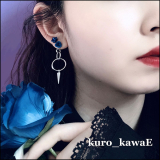 【予約】kuro_kawaE / 薔薇と棘のピアス 両耳用［青］