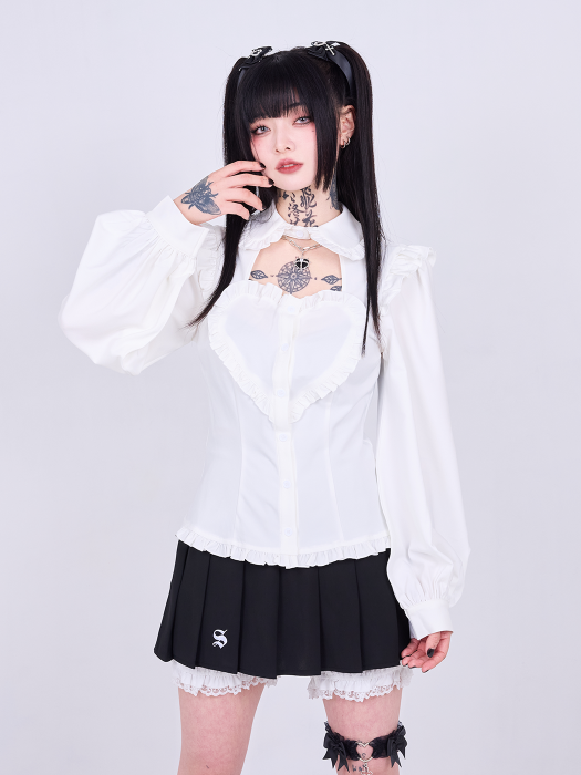 IMVAL / Heart Shirt［WHT］（IMV003-WHT） - QOOZA
