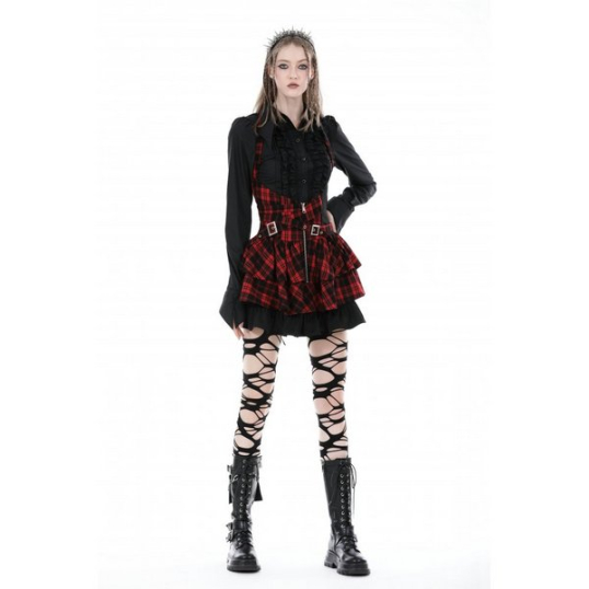 Dark in Love / Punk rock red check frilly dress ワンピース［DW838 