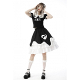 【即納】Dark in Love / Black white lolita frilly chocolate heart skirt［KW226］